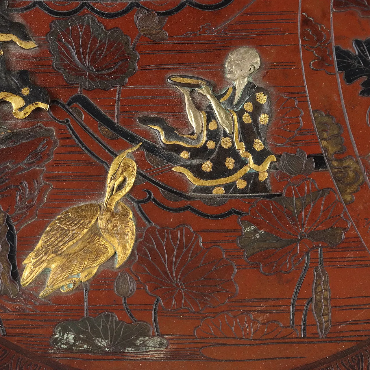 Japanese decorated bronze plate, late 19th century 6