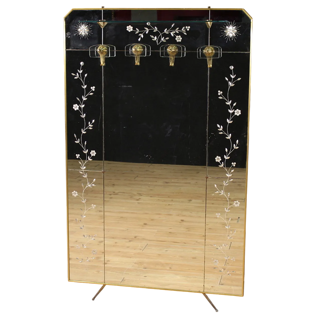 Italian mirrored coat rack, Mid 20th century 13