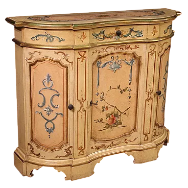 Credenza italiana laccata, dipinta e dorata, '900