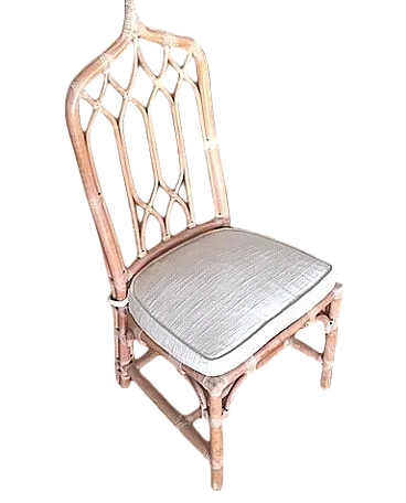 8 chairs by McGuire USA in rattan and parchment leather, 90s