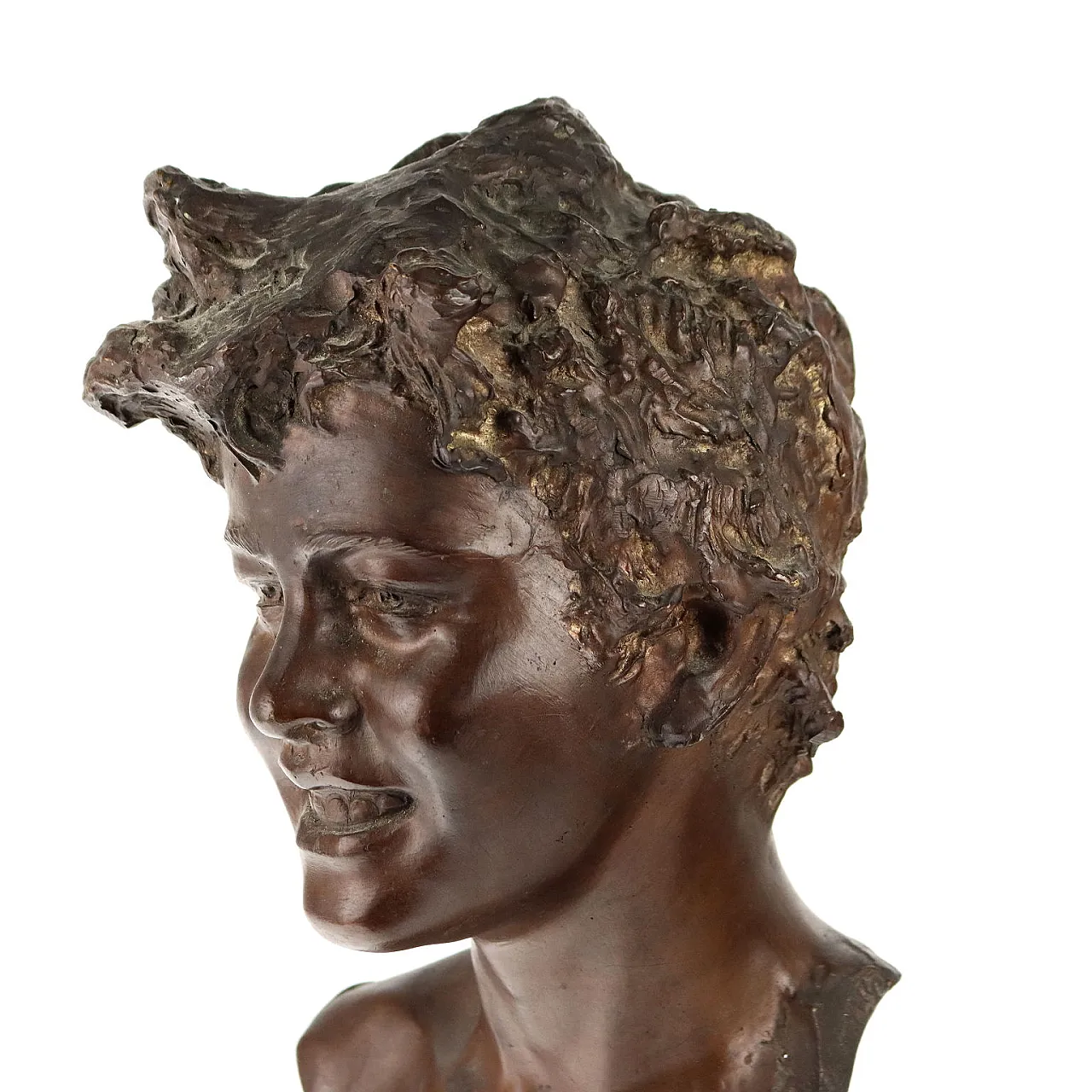 Vincenzo Cinque, Busto di ragazzo, scultura in bronzo e marmo 5