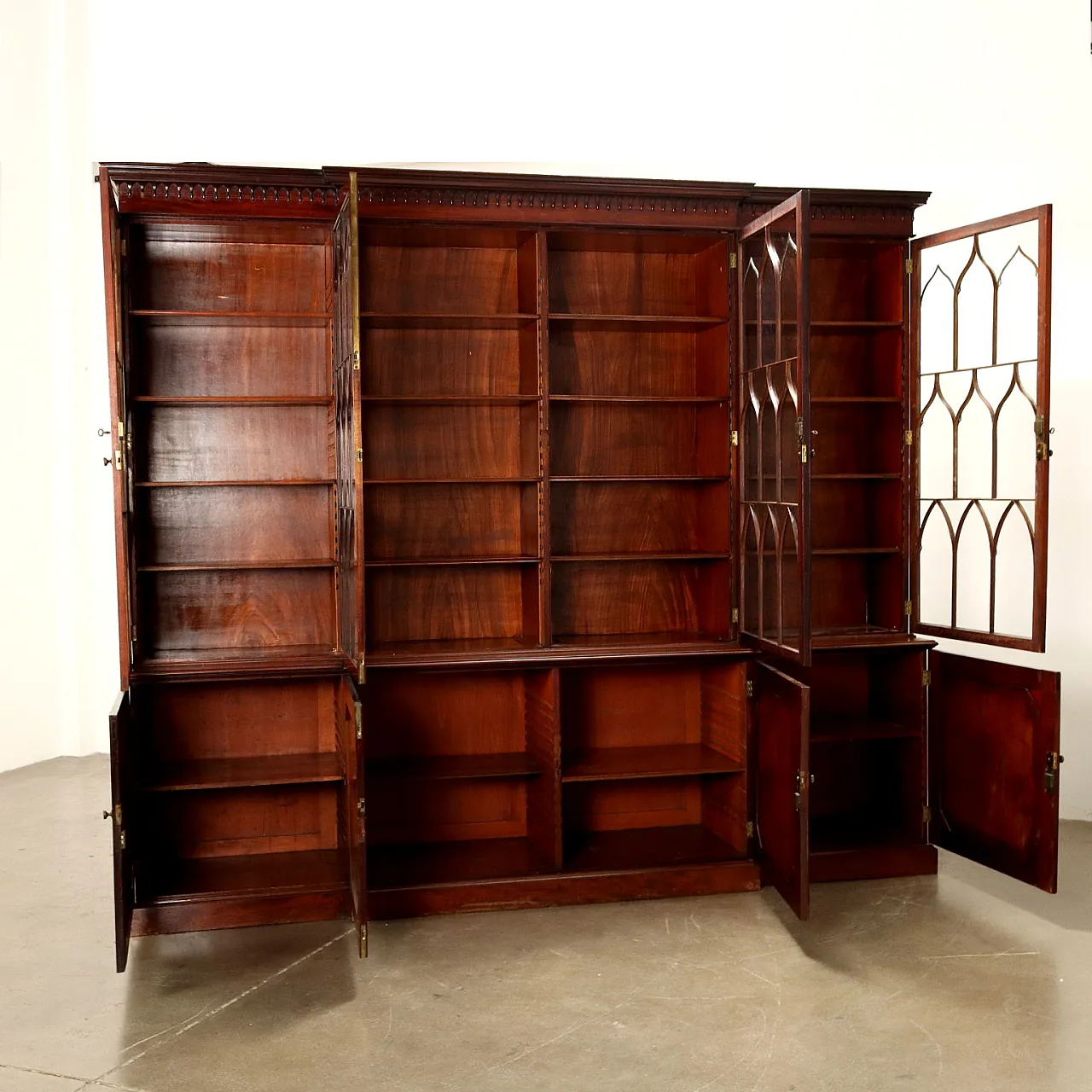 Grande libreria inglese in mogano, '800 4