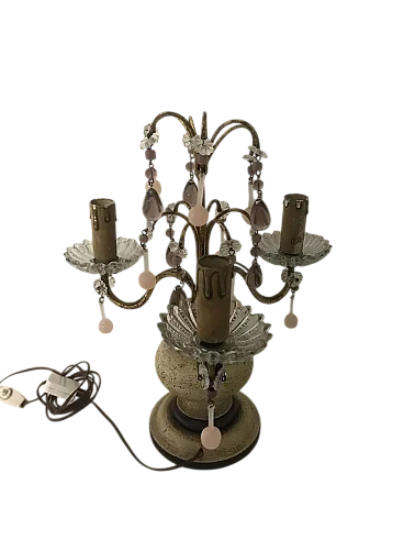 Lampade da tavolo vintage con pendenti in vetro di Murano, set di 2