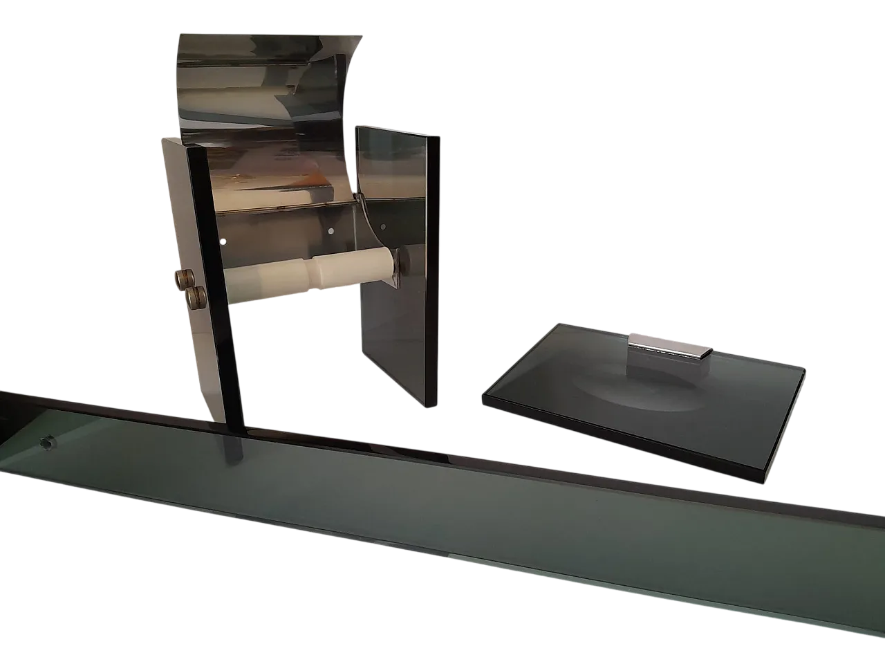 Elegante set bagno in vetro fumé, anni '70 9