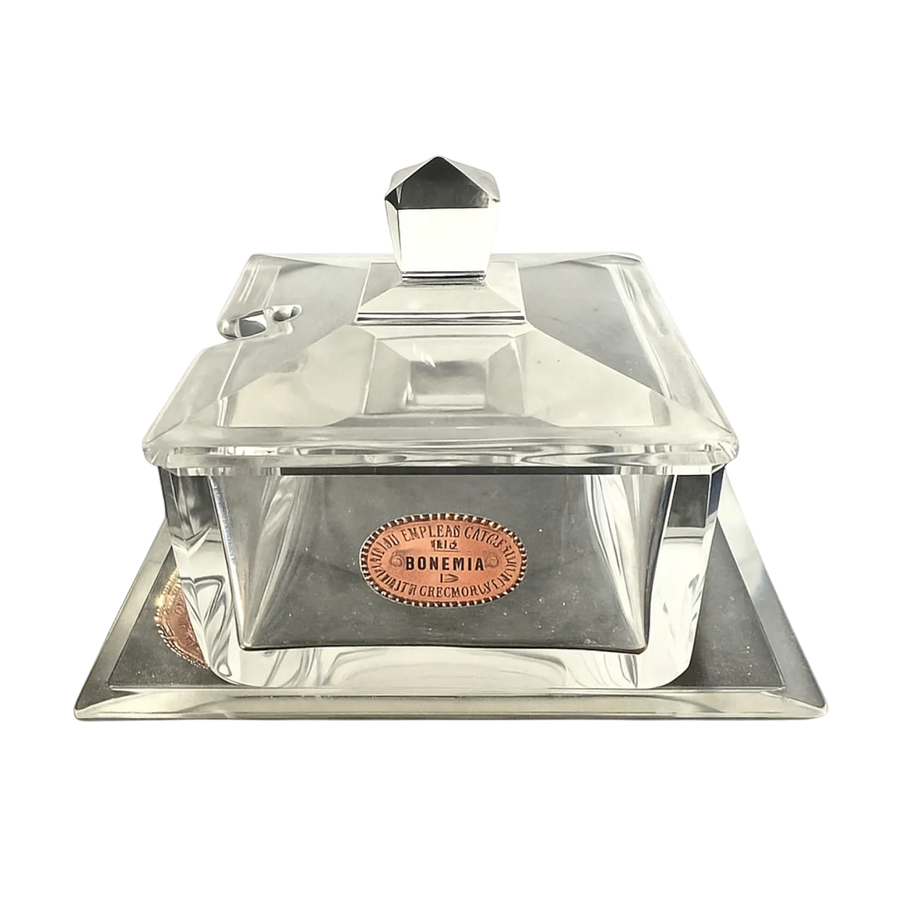 Formaggiera in cristallo di Bohemia in stile Art Deco 4