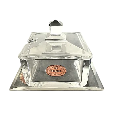 Formaggiera in cristallo di Bohemia in stile Art Deco