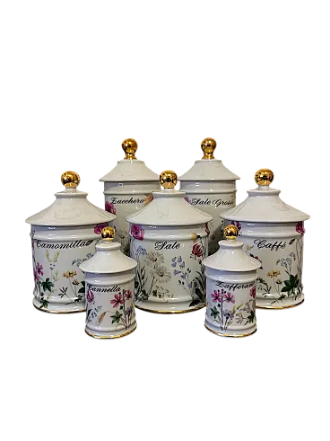 7 barattoli da cucina porcellana di Limoges, anni '50