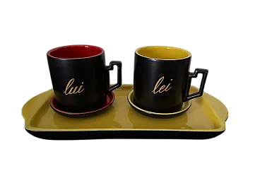 Set in ceramica colorata lui e lei fine anni '50 inizio anni '60