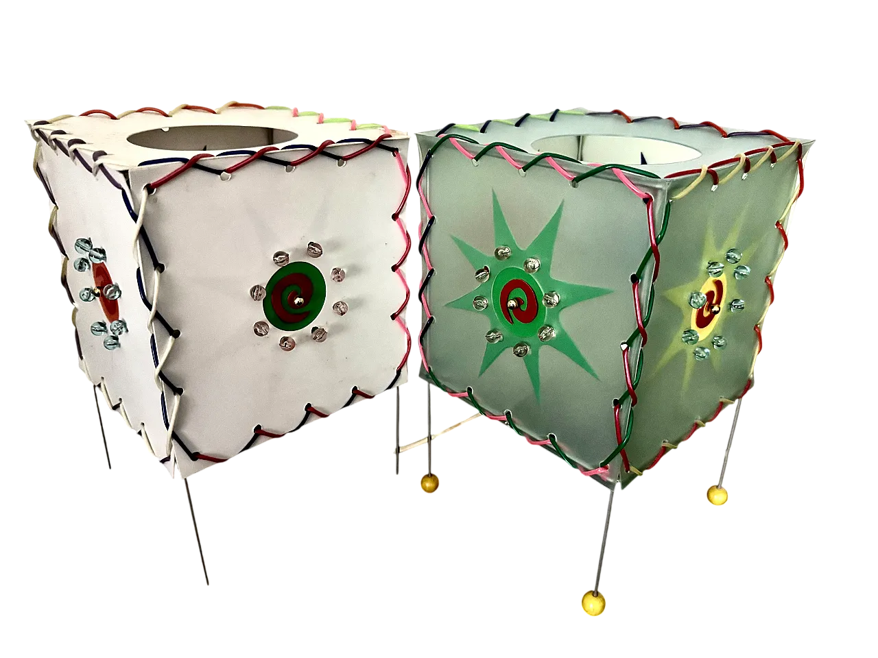 Coppia di lampade abat jour francesi, anni '90 6