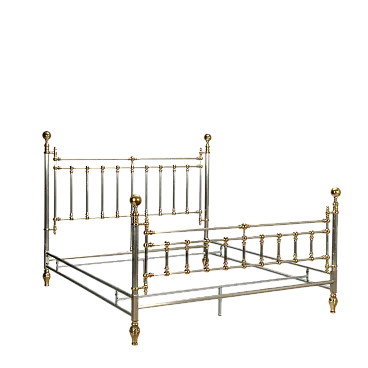 Letto matrimoniale in ottone lucido alternato, '900