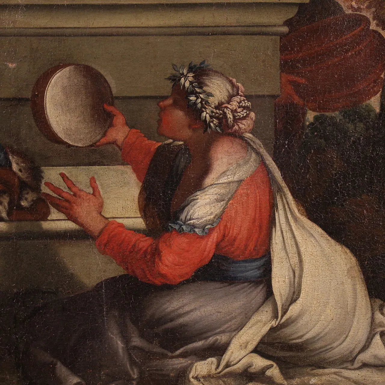 Bacchanal, mythological oil painting on canvas, 17th century 4