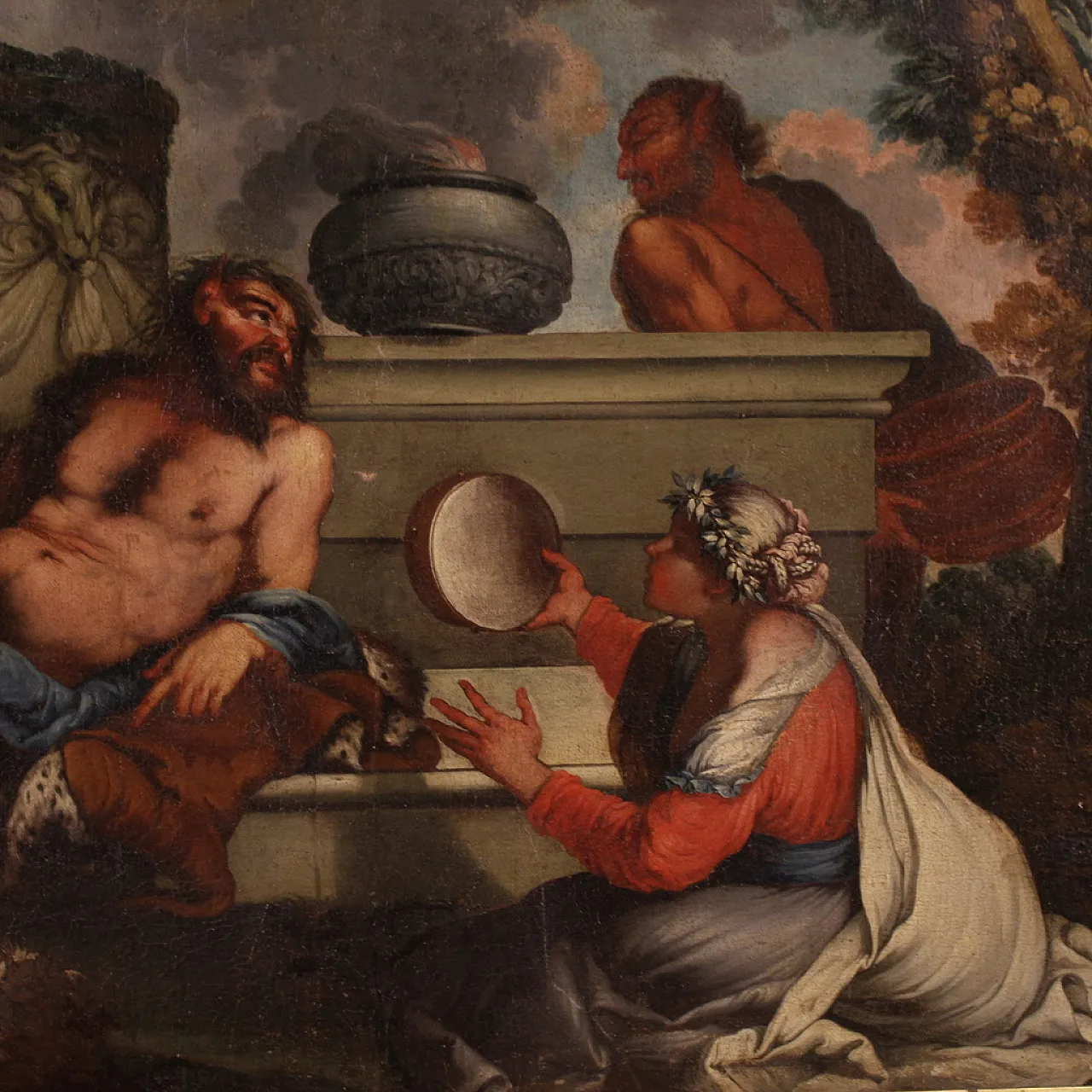 Bacchanal, mythological oil painting on canvas, 17th century 5