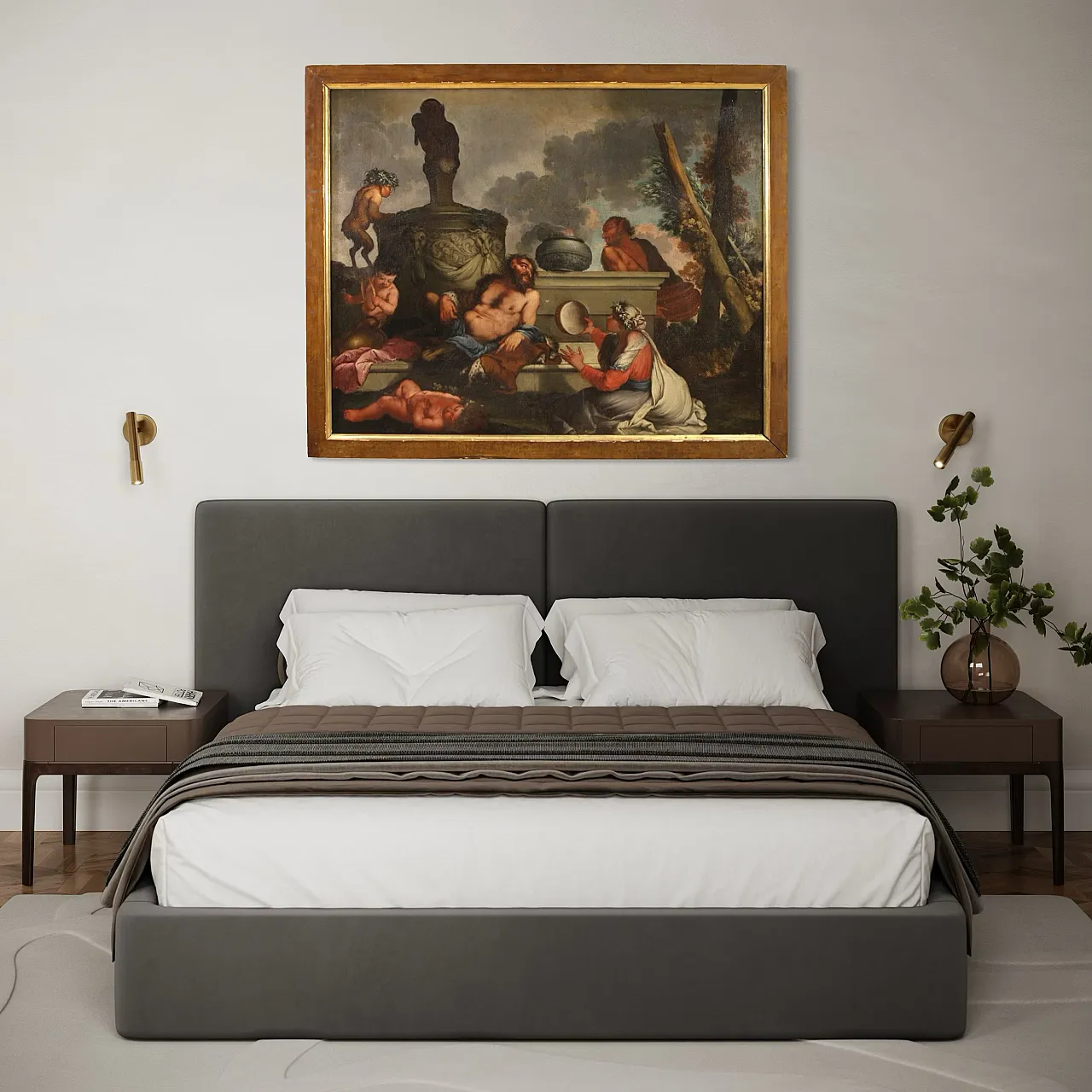 Bacchanal, mythological oil painting on canvas, 17th century 6