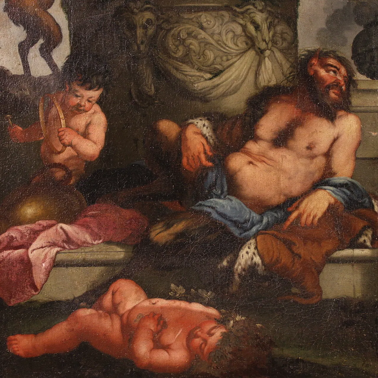 Bacchanal, mythological oil painting on canvas, 17th century 7