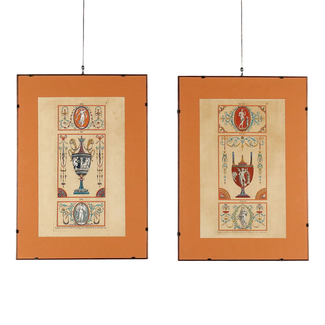 Pair of hand-coloured engravings, 18th century 11