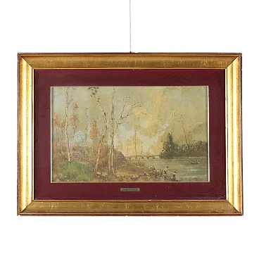 Landscape, oil on canvas with frame, 20th century