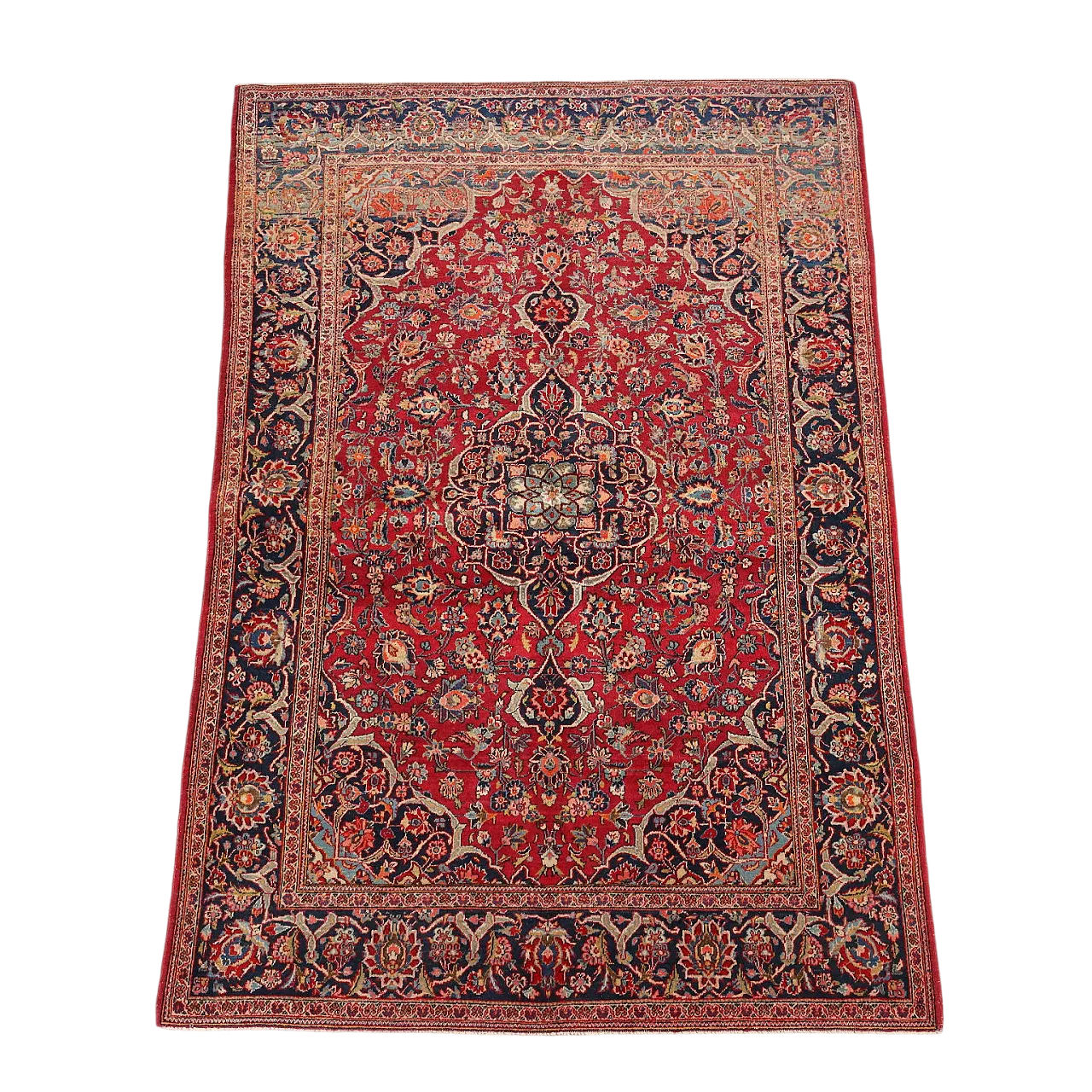 Keshan rug in cotton and wool, fine knot and handmade, 20th century 10