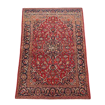 Keshan rug in cotton and wool, fine knot and handmade, 20th century