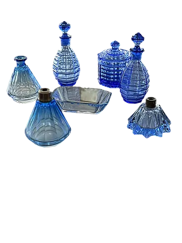 7 Bottiglie da profumo in vetro pressato anni '40