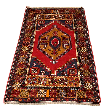 Jorun rug in cotton and wool, handmade, coarse knot, 20th century