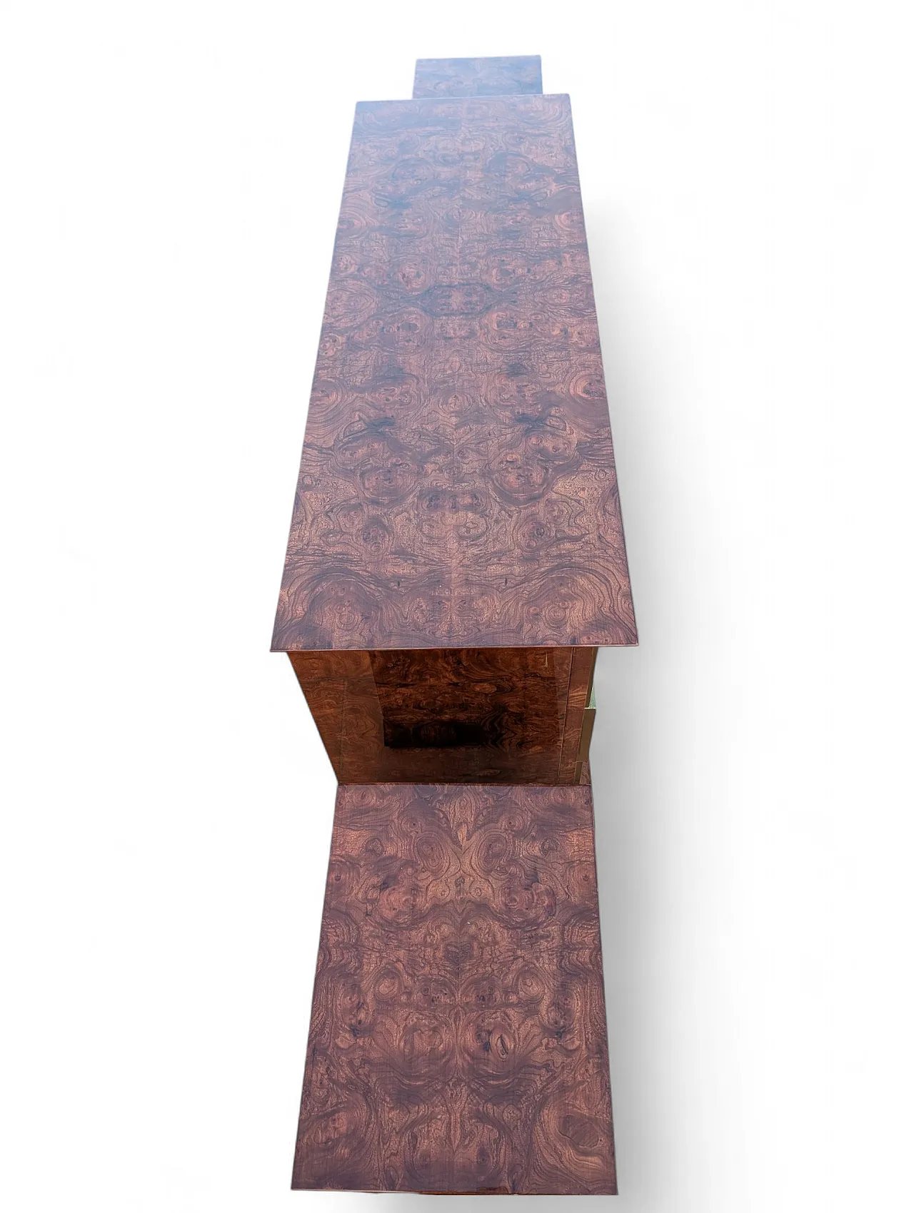 Comò e comodini in radica e ottone, Italia anni '70 5