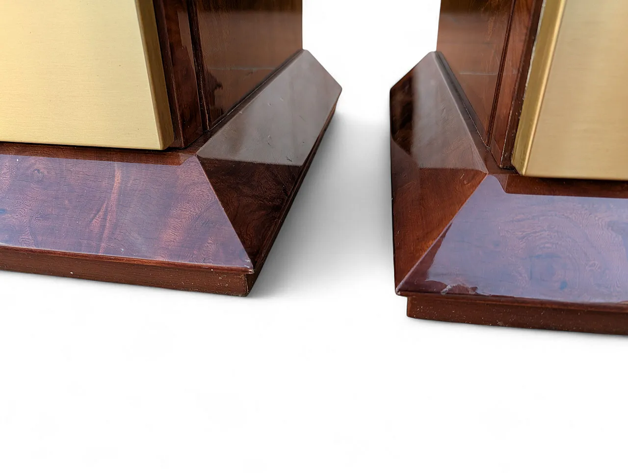 Comò e comodini in radica e ottone, Italia anni '70 21