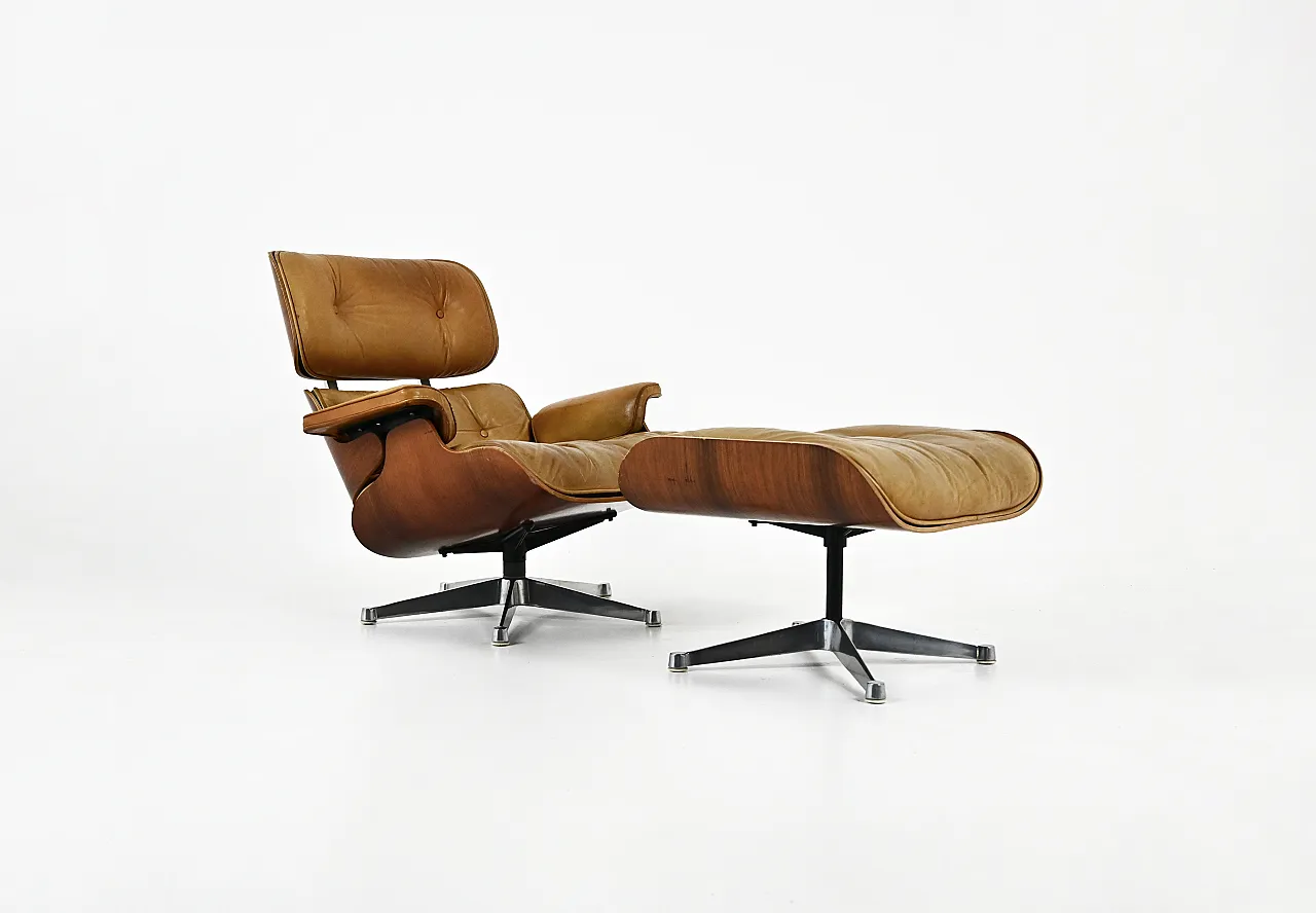 Poltrona e ottomana di Charles & Ray Eames per Herman Miller, anni '70 1
