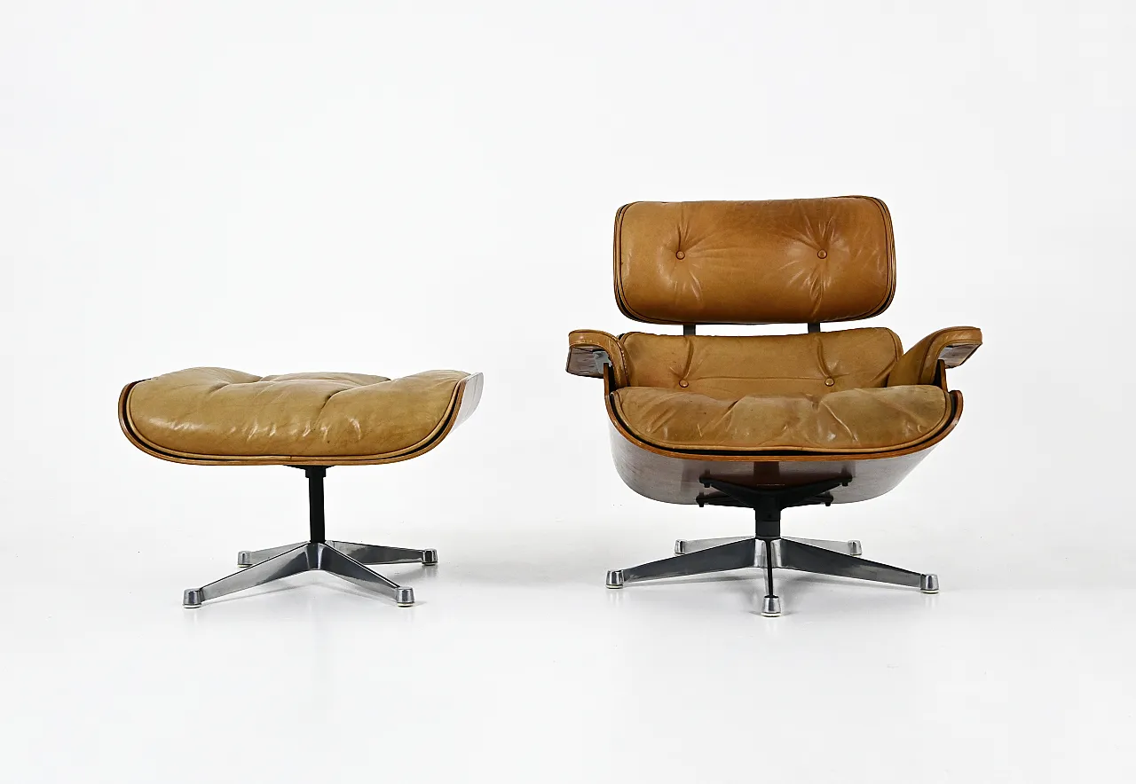 Poltrona e ottomana di Charles & Ray Eames per Herman Miller, anni '70 5
