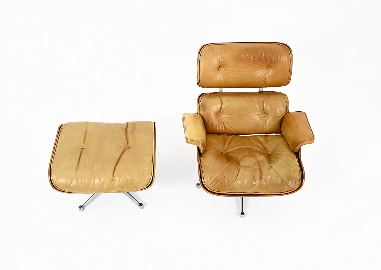 Poltrona e ottomana di Charles & Ray Eames per Herman Miller, anni '70 7