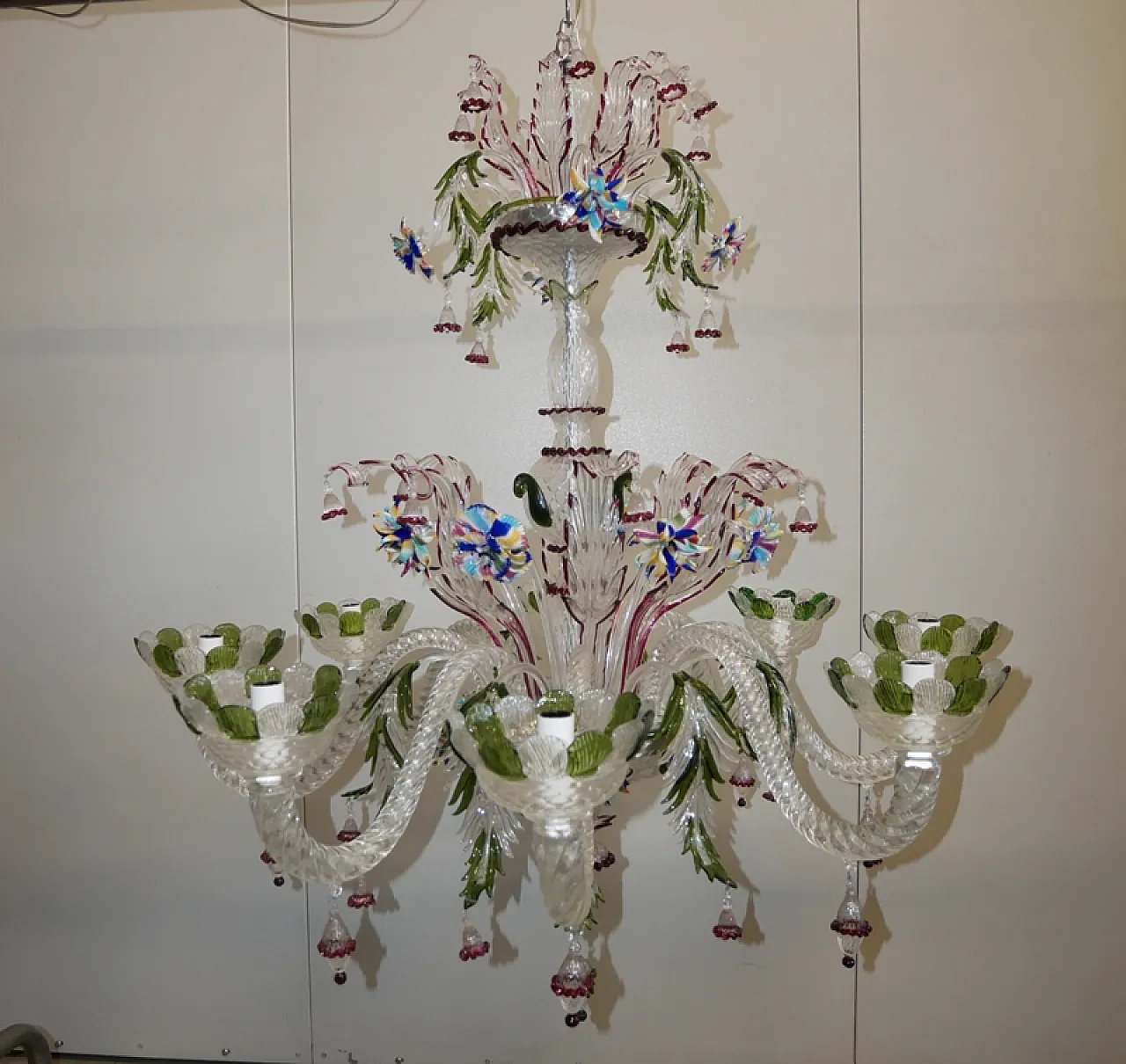 Lampadario in vetro di Murano, anni '70 2