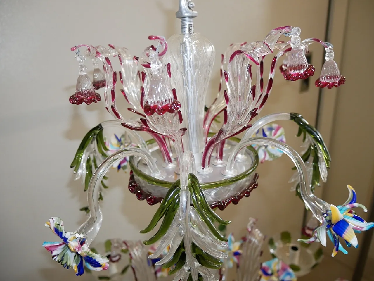 Lampadario in vetro di Murano, anni '70 3