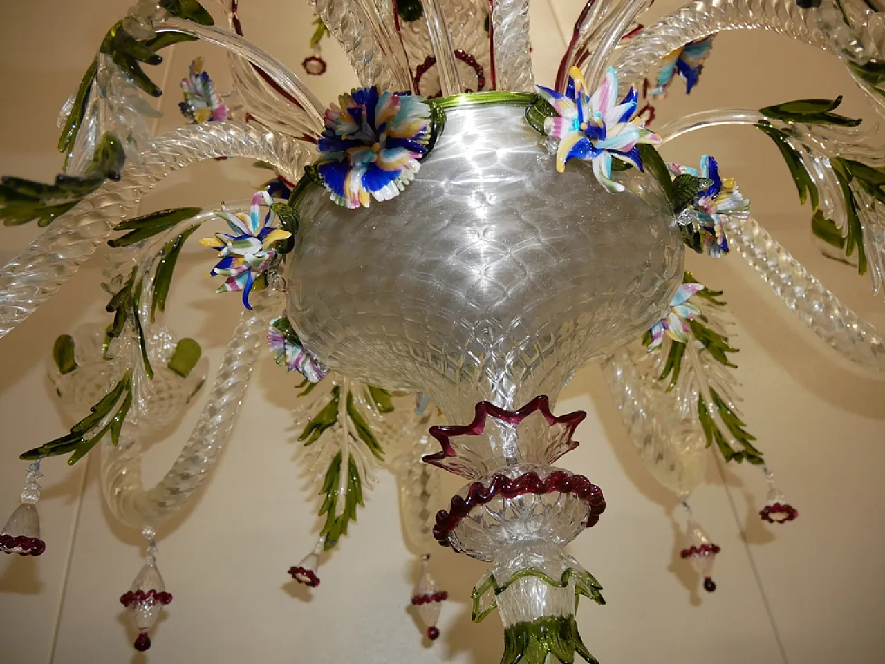 Lampadario in vetro di Murano, anni '70 6