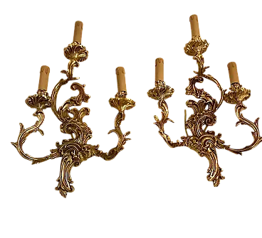 Pair of gilt bronze sconces, 70s