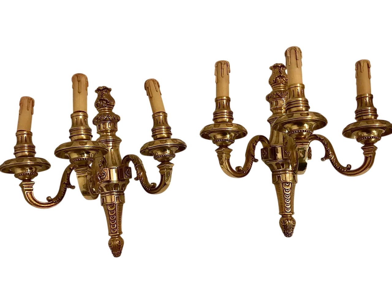 Pair of Gilt Bronze Sconces, 1970s 5