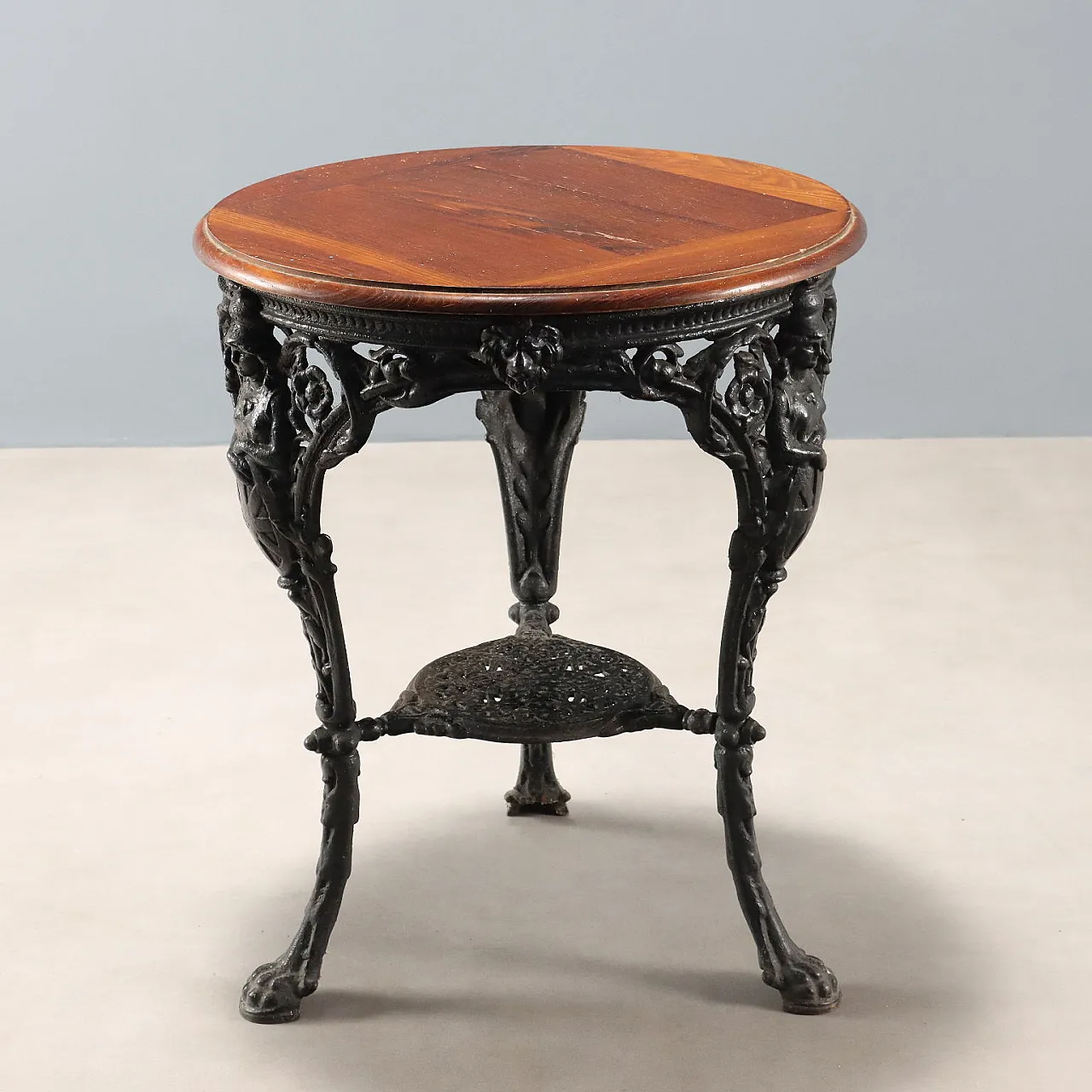 Tavolino in ghisa e rovere, '800 3