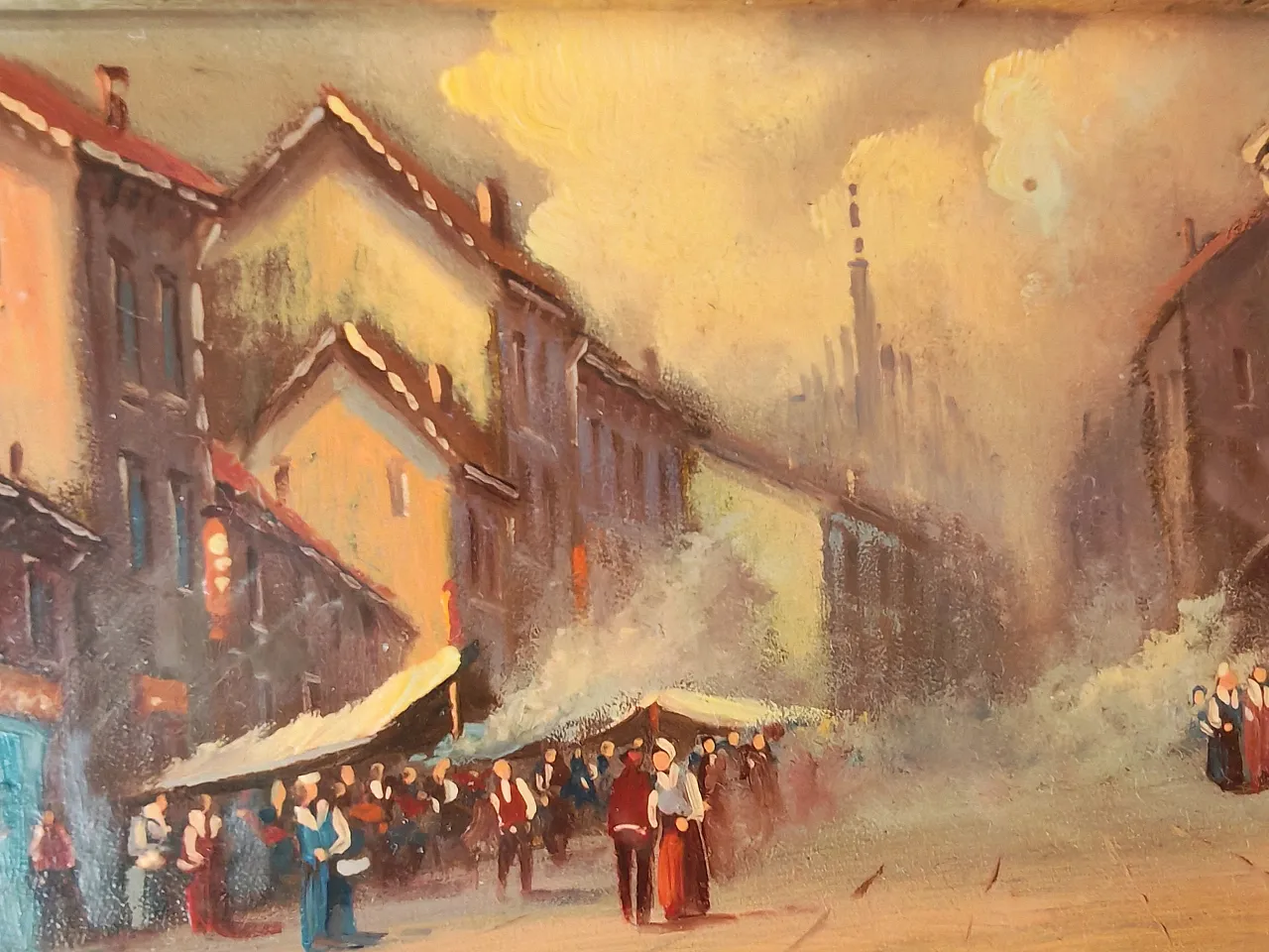 Painted on copper Glimpse of Milan, 70s 1