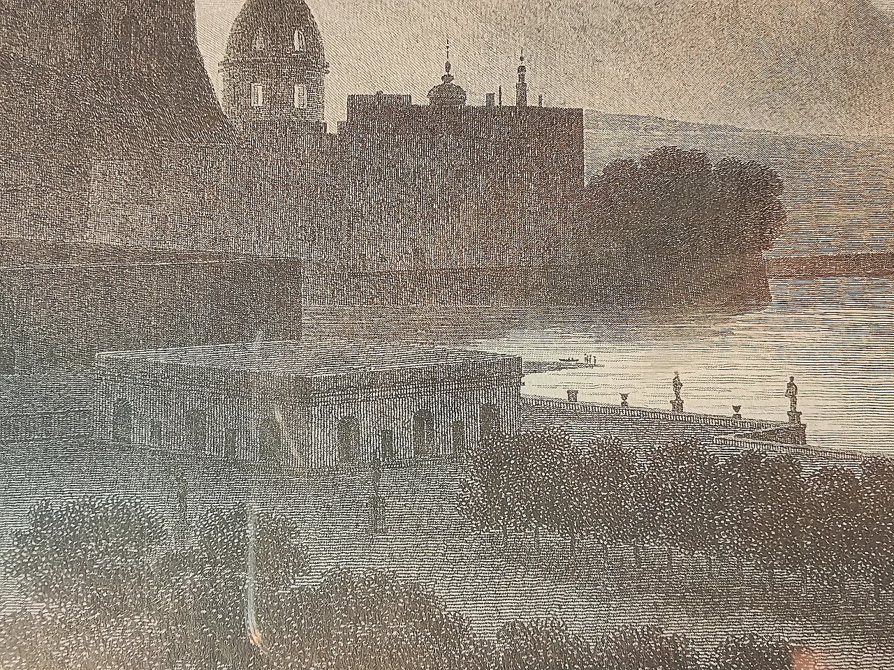 Stampa di paesaggio di Napoli vista su Castel dell’Ovo, 20s 7