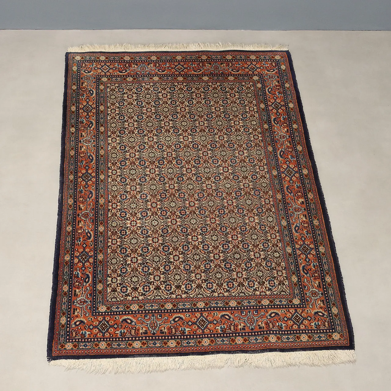 Tappeto Fango in cotone e lana, maglia fine, realizzato a mano, '900 3