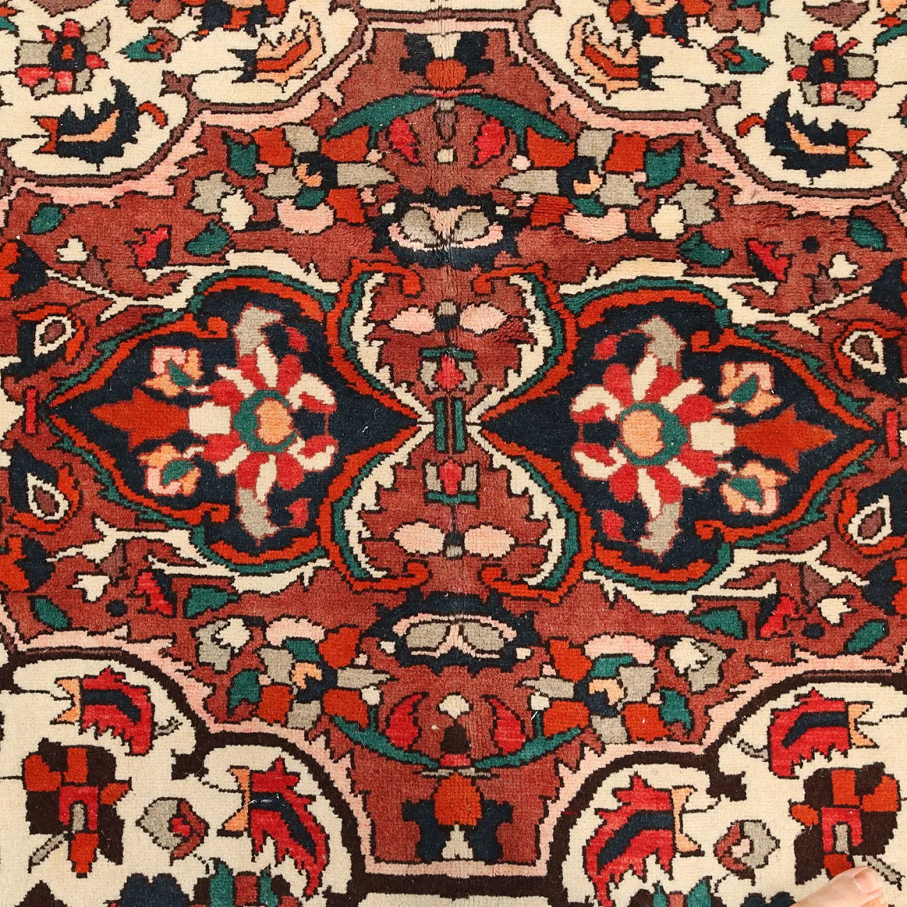 Tappeto Baktiary in cotone e lana, nodo grosso, fatto a mano, '900 5