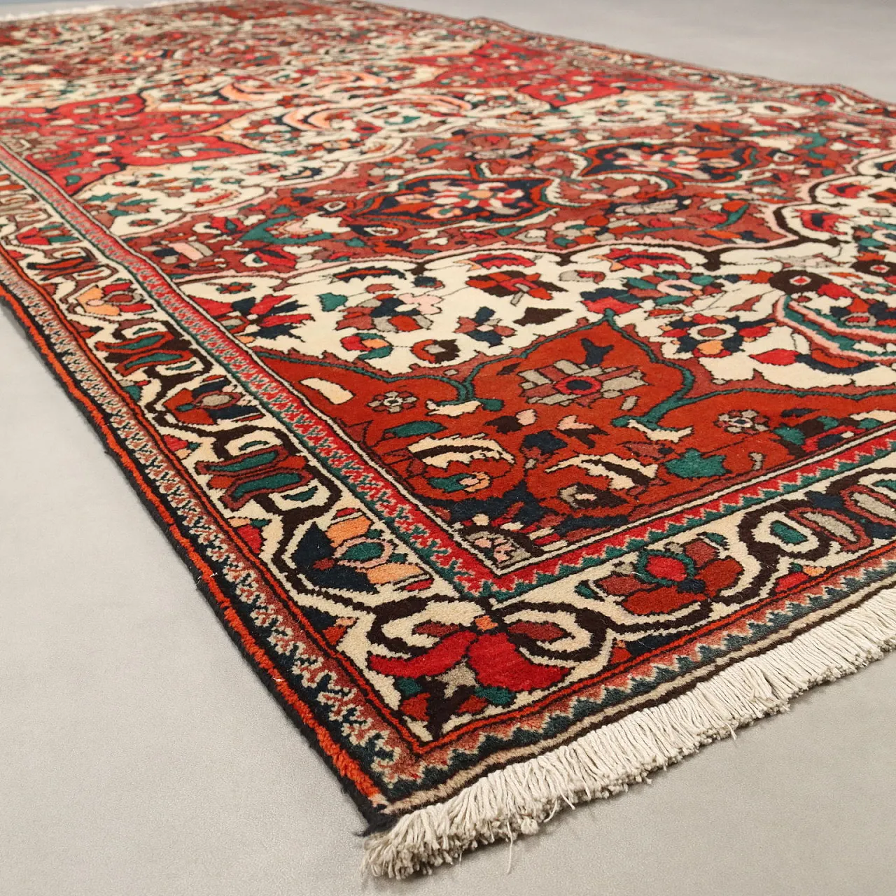 Tappeto Baktiary in cotone e lana, nodo grosso, fatto a mano, '900 8