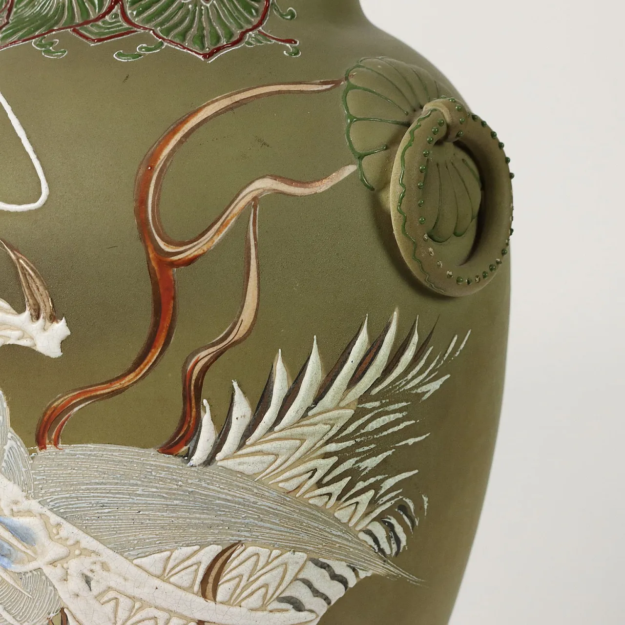 Pair of ceramic vesas with dragons decor 5