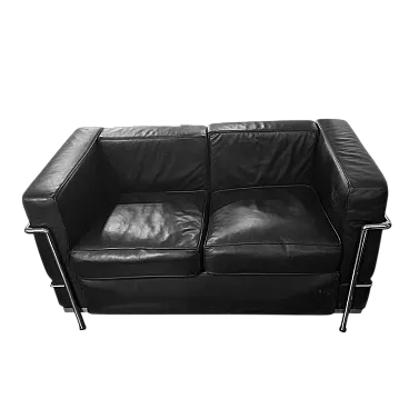 Divano 2 posti in pelle nello stile di Le Corbusier