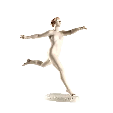 Donna nuda che corre, scultura in biscotto, '900
