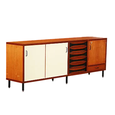 Credenza con ante scorrevoli in teak e formica, '900