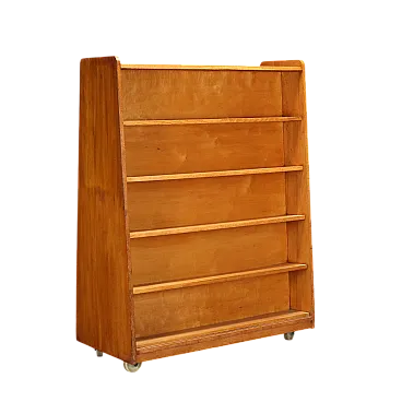 Mobile in legno impiallacciato acero con ruote e ripiani, '900