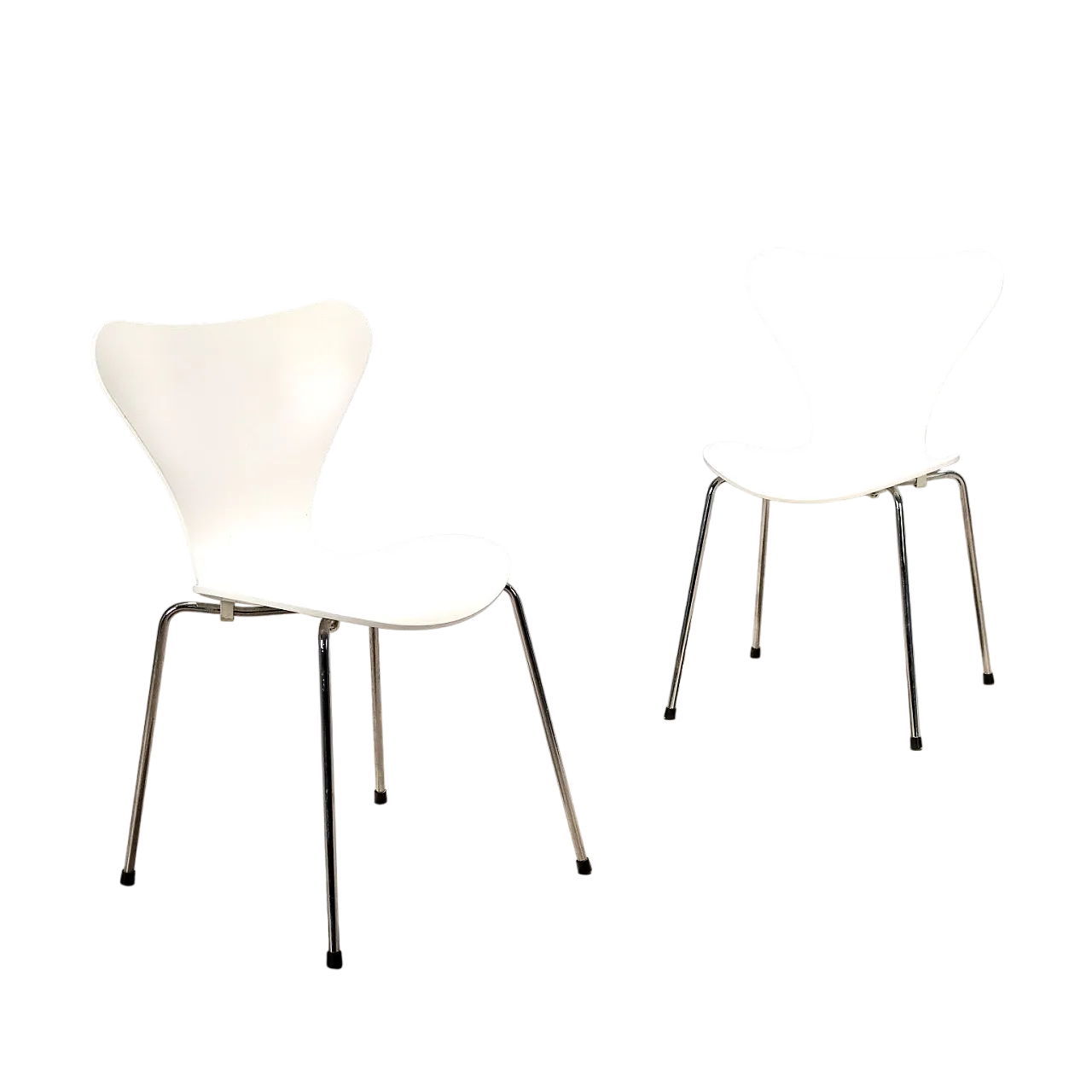 Coppia di sedie in multistrato laccato bianco e acciaio, '900 9