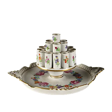 Portasigarette in porcellana decorato a mano, '900