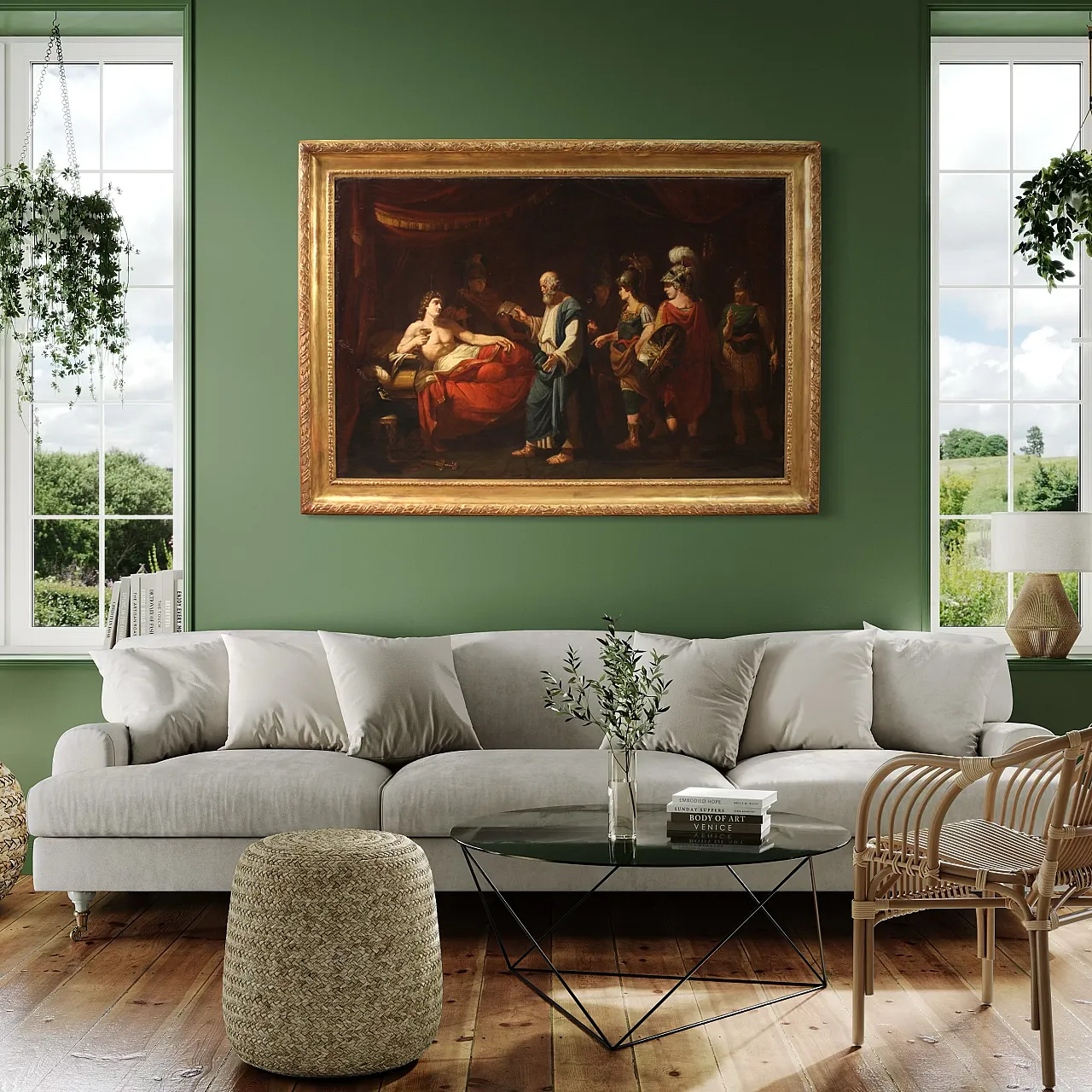 Dipinto Neoclassico con Alessandro Magno, olio su tela, '700 5