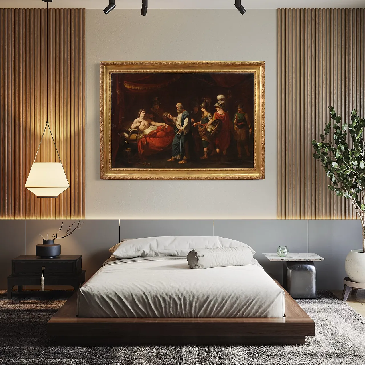 Dipinto Neoclassico con Alessandro Magno, olio su tela, '700 7