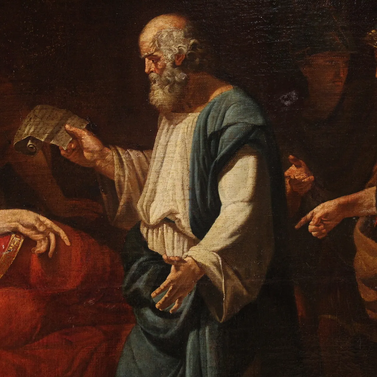 Dipinto Neoclassico con Alessandro Magno, olio su tela, '700 8